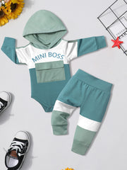 Baby Boy's Letter Print Hoodies and Pants Fall Winter Outfit Set