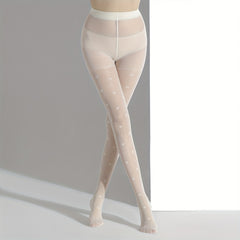 Heart Pattern Pantyhose Seamless High Waist Slim Footed Stockings