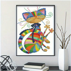 Colorful Cat Cross Stitch DIY Embroidery Kit