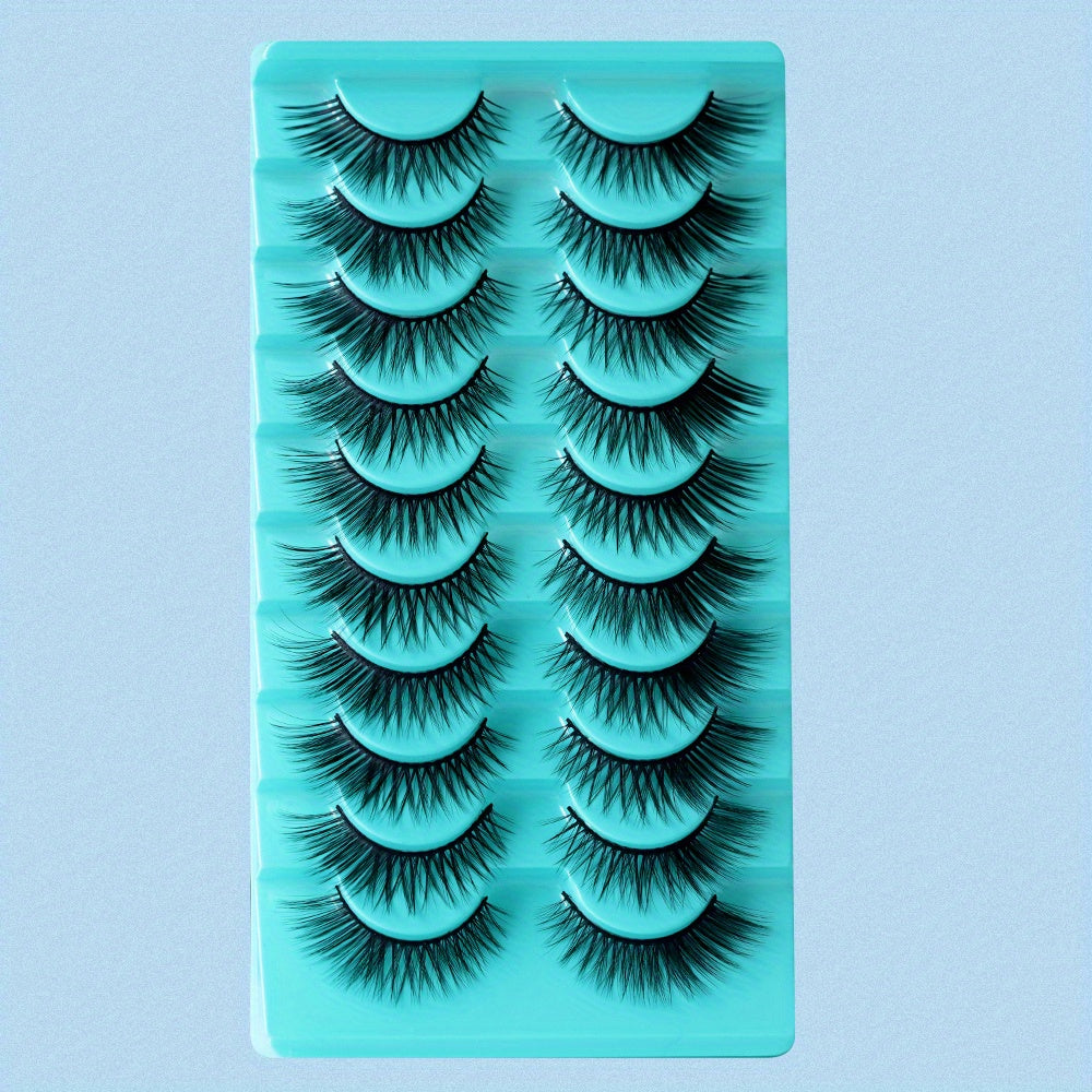 10 Pairs Mink Lashes Fluffy Soft Wispy Natural Cross Eyelash Extension