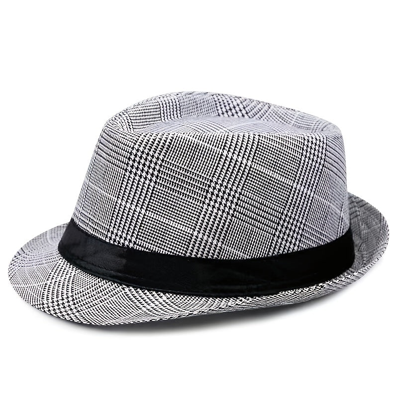 Men's Classic Plaid Hat with UV Protection for Outdoors