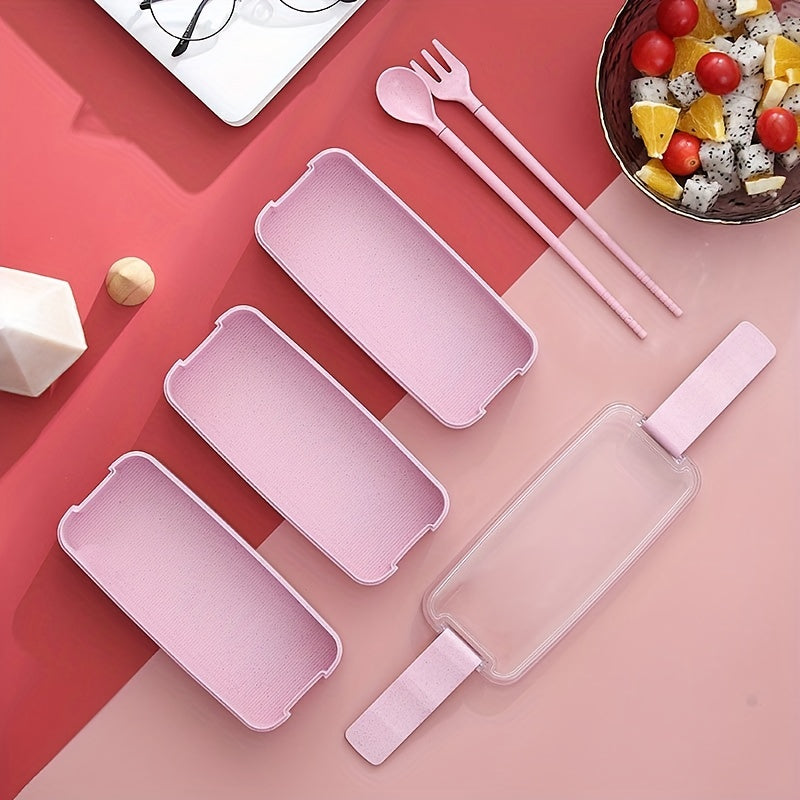 Leakproof Wheat Straw Lunch Box for Teens Large Capacity Bento Box