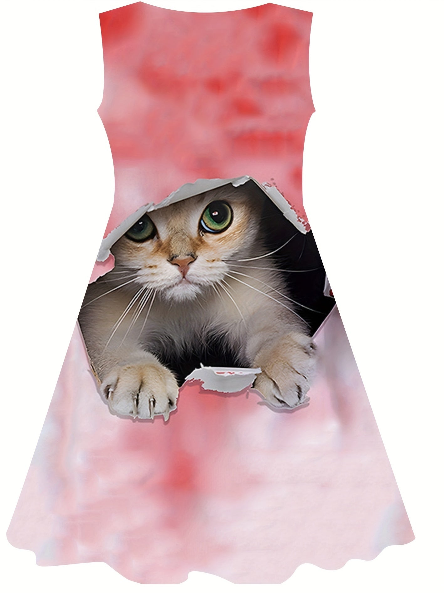 Girls Kitty Graphic Sleeveless Dress for Summer