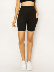 High Waist Stretch Sports Shorts with Pocket Tummy Control Activewear