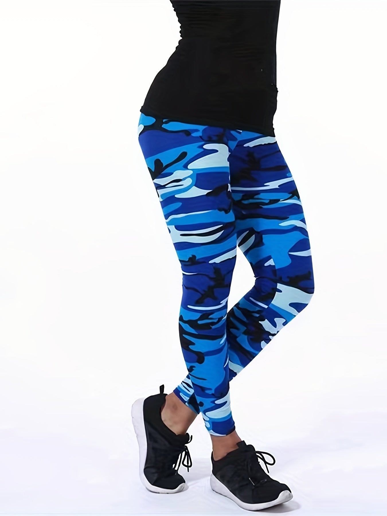 High Rise Camo Leggings Medium Stretch Skinny Fitness
