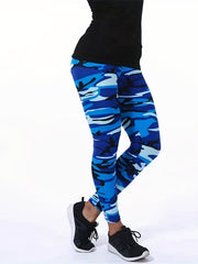 High Rise Camo Leggings Medium Stretch Skinny Fitness