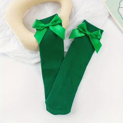 Girls Kids Bow Princess Knee High Socks Dress Breathable Comfy Pile Socks