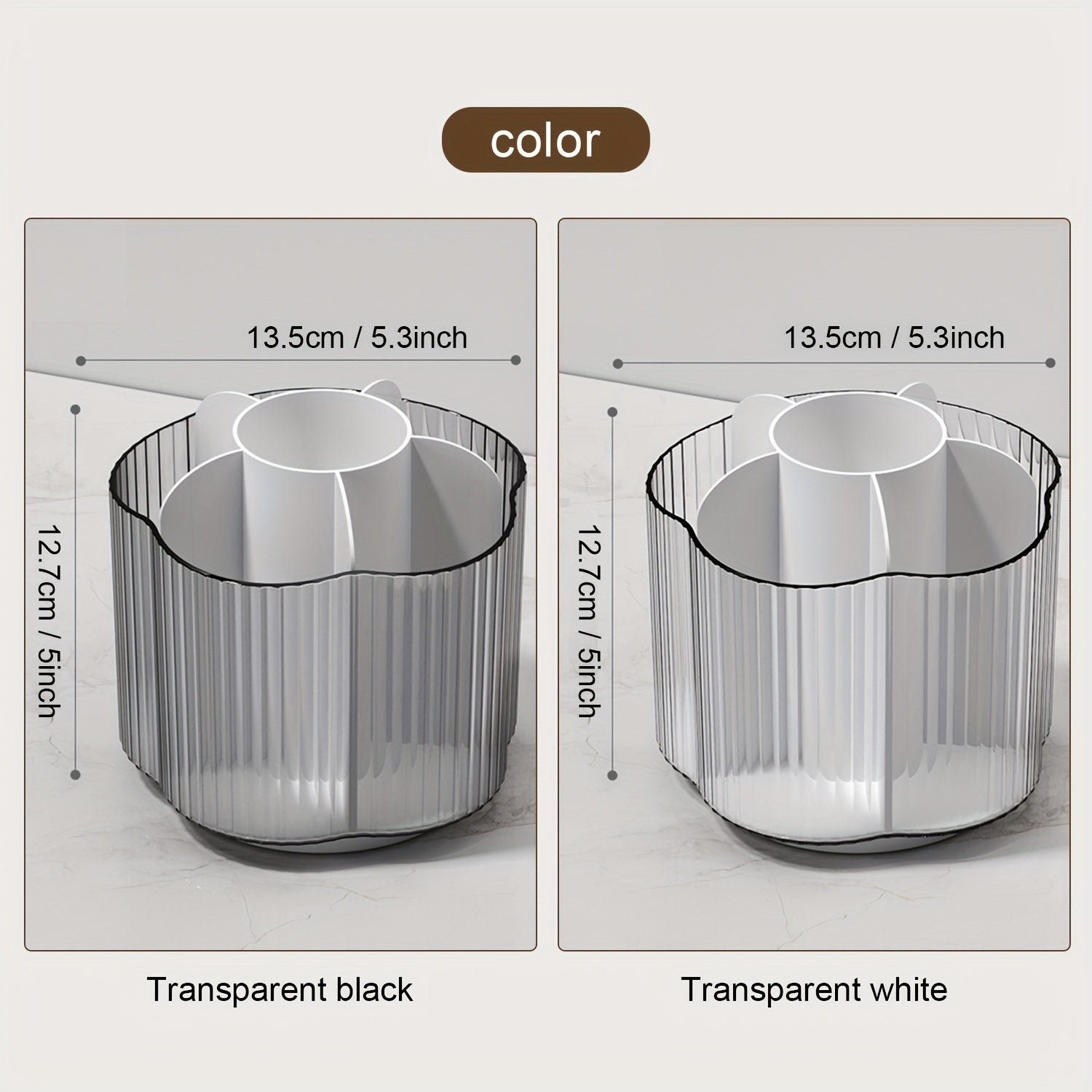 360 Rotating Pen Pencil Holder Desk Organizer 6 Slots Clear Pen Cup Home Office