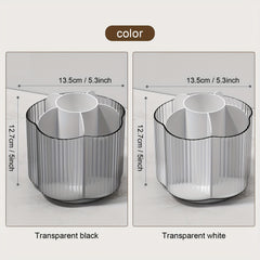 360 Rotating Pen Pencil Holder Desk Organizer 6 Slots Clear Pen Cup Home Office