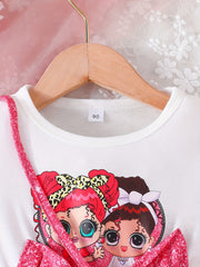 Tie Dye Stitching Short Sleeve Tee Dress & Bag Set
