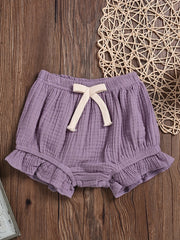 Baby Girls Elastic Waist Ruffle Trim Shorts