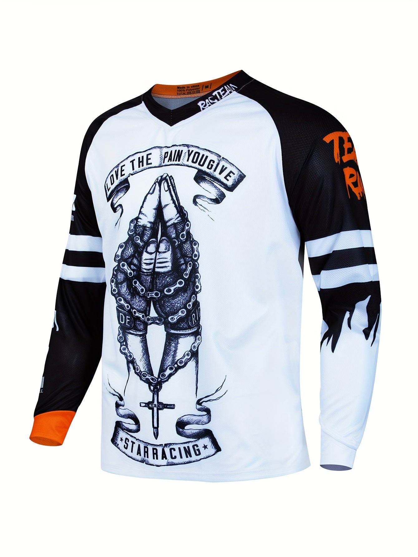 Men's Hands Pattern Cycling Jersey Long Sleeve Shirt