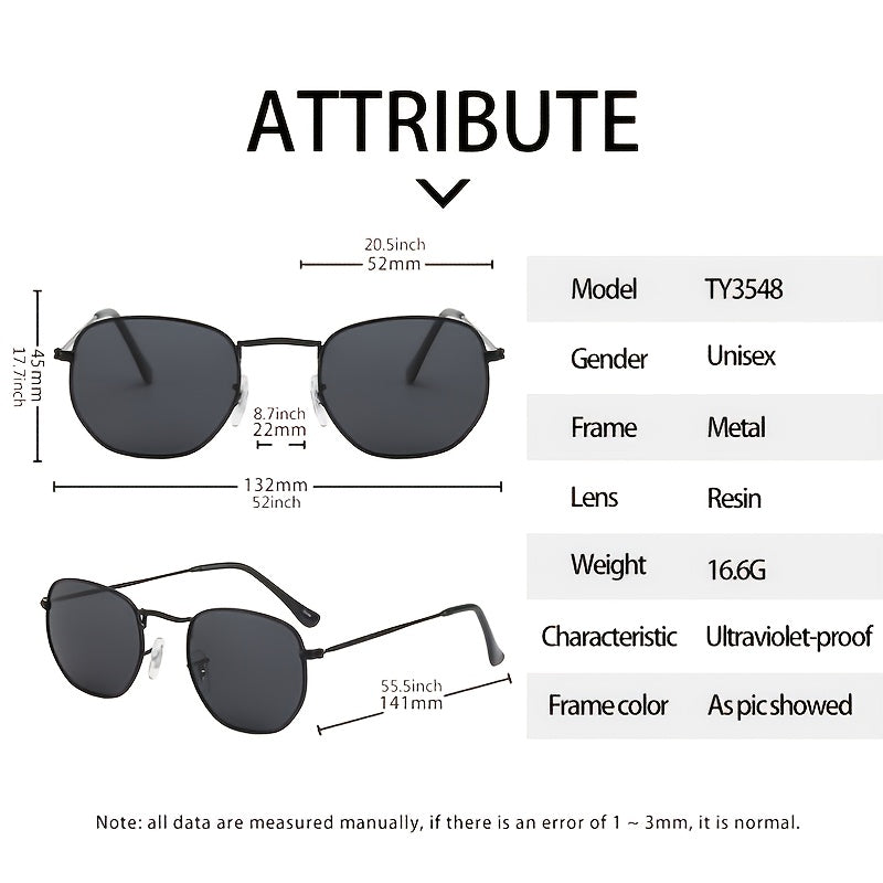 Square Polarized Sunglasses Mirrored Lens for Men and Women