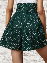 Polka Dot Tie Front Shorts Casual Loose Shorts