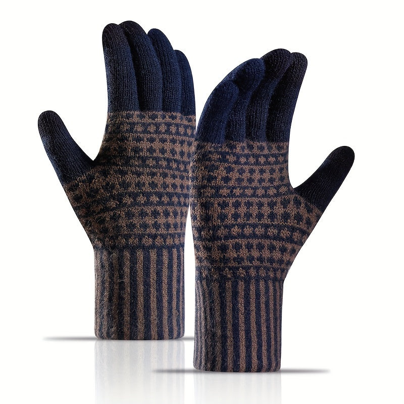 Winter Touch Screen Thickened Knitted Gloves For Men