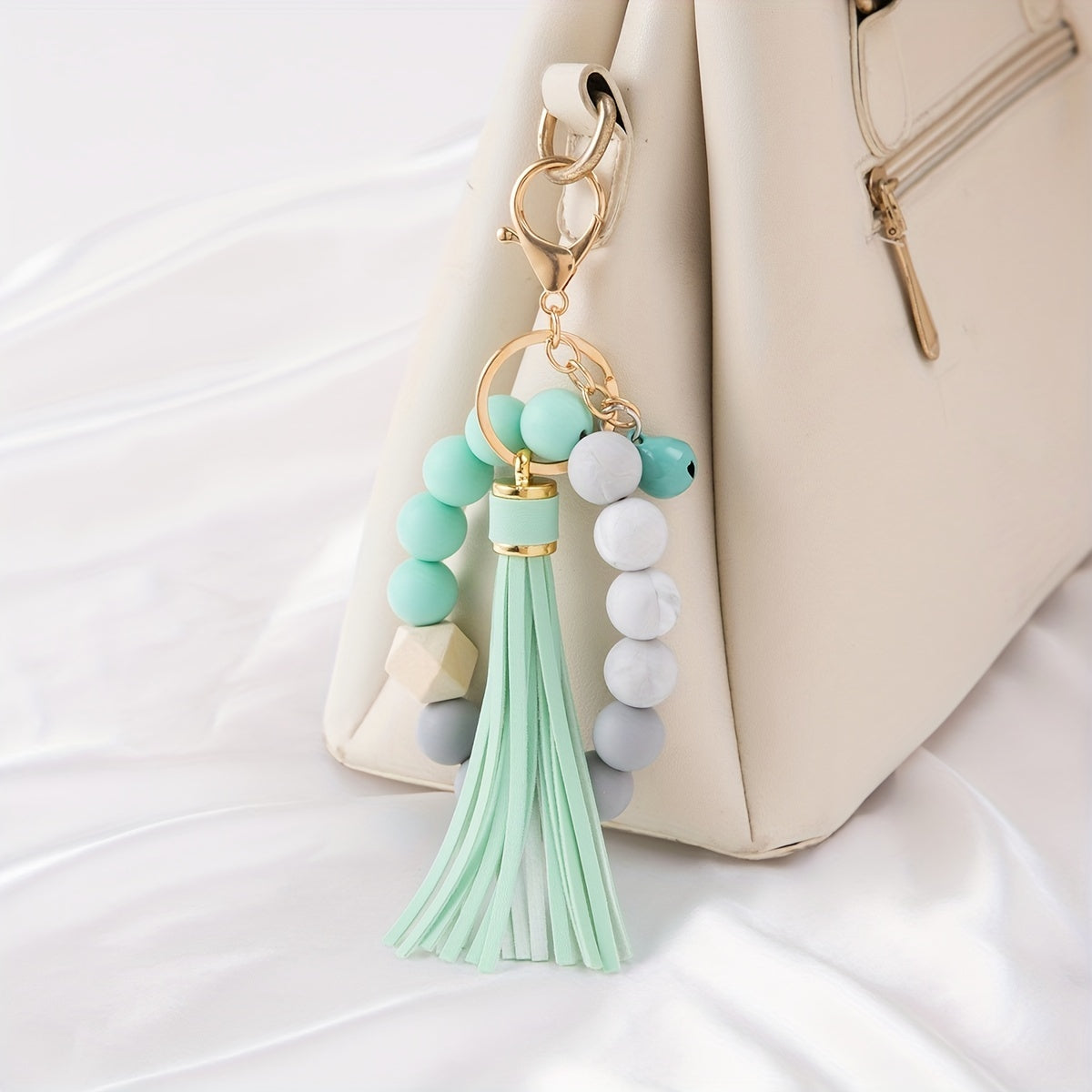 Silicone Bead Bracelet Keychain with Tassel - Birthday Party Gift