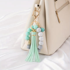 Silicone Bead Bracelet Keychain with Tassel - Birthday Party Gift