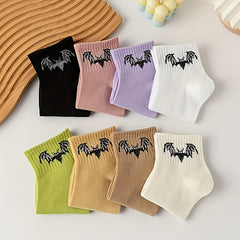 8 Pairs Bat Pattern Socks Halloween Short Stockings Funny Women's Hosiery