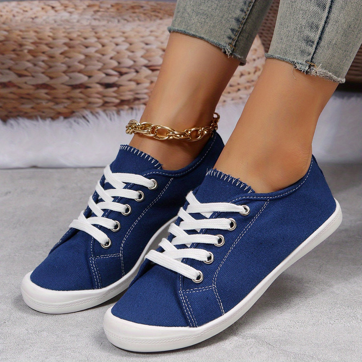 Women's Canvas Lace Up Casual Shoes Lightweight & Comfortable