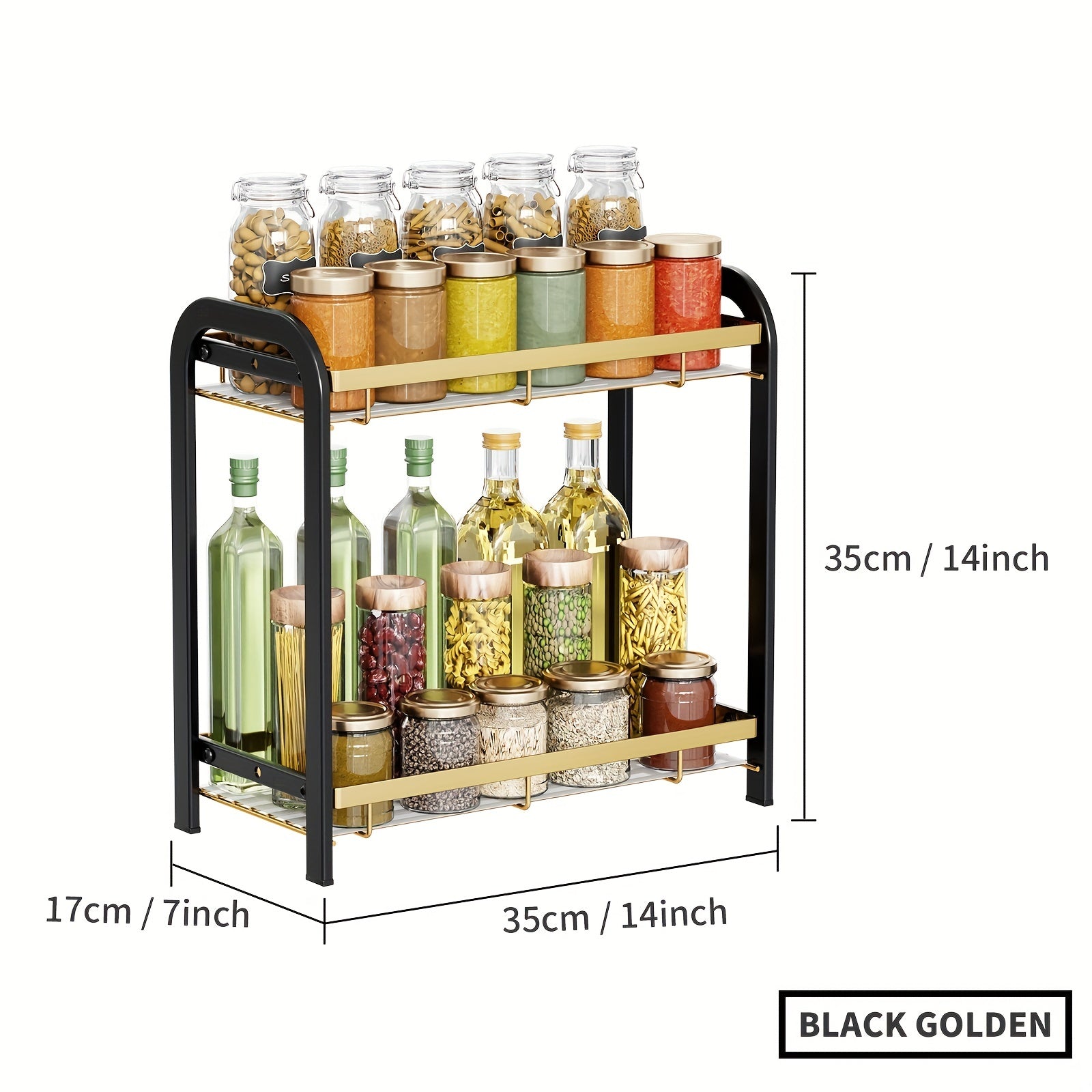 2 Tier Spice Rack Organizer for Cabinet and Countertop