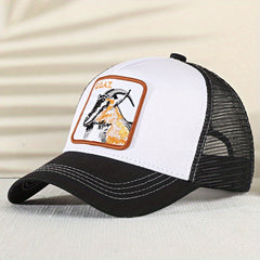 Goat Embroidered Baseball Cap Summer Mesh Animal Peaked Cap