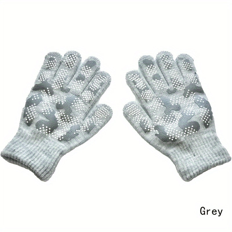 Knitted Full Finger Non-slip Winter Gloves for Boys/Girls