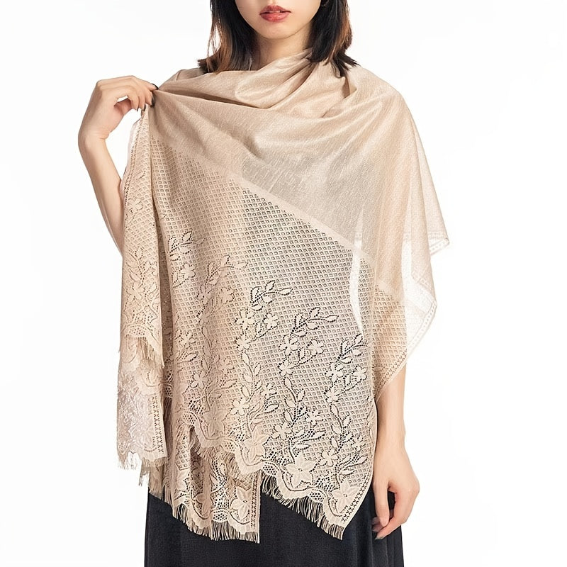 Bridal Hollow Floral Wedding Shawl Sun Protection Beach Towel