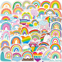 50pcs Rainbow Waterproof DIY Stickers for Water Bottle Laptop Phone Skateboard