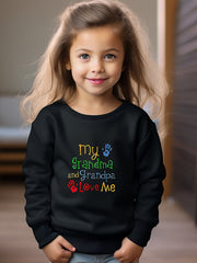 Girls Paws Pattern Crew Neck Sweatshirt for Spring Fall
