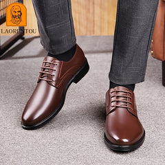 LAORENTOU Men's Leather Formal Derby Lace Up Dress Shoes