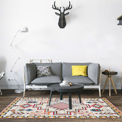 Geometric Pattern Retro Style Area Rug Washable Non-slip