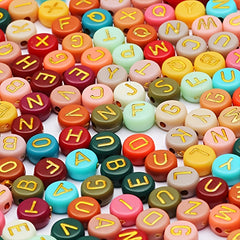 100pcs Mixed Letter Acrylic Beads Round Flat Alphabet Spacer Beads DIY Jewelry