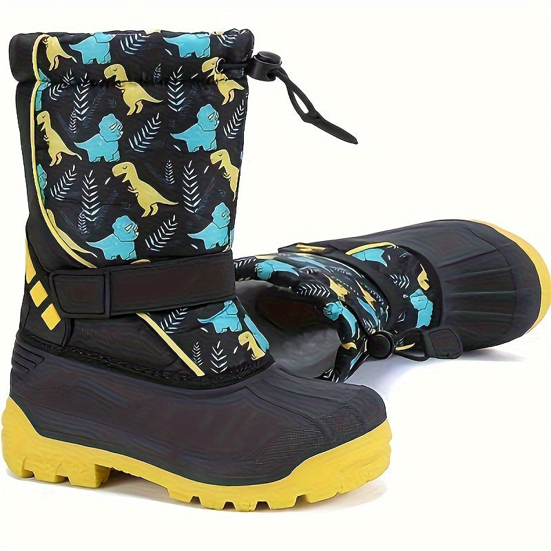 Girl's Knee High Cartoon Snow Boots Warm Plush Lining Non Slip Winter Shoes