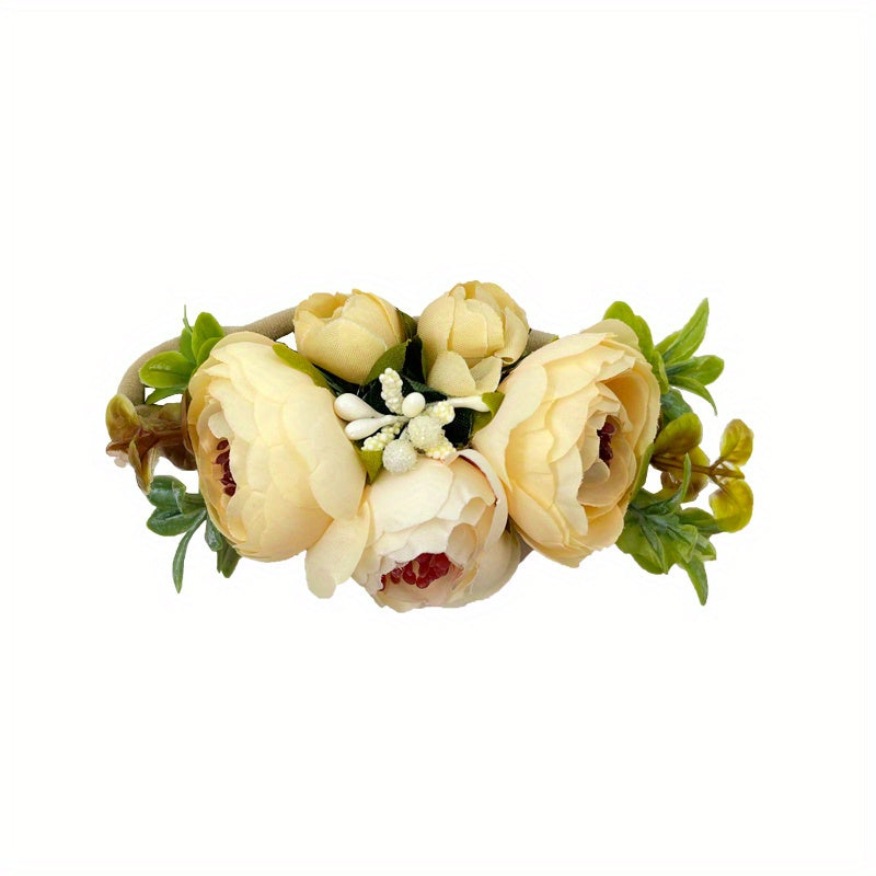 Girls Elastic Headband With Flower - Kids Accessories