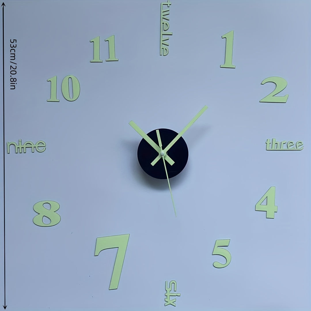 Large Frameless Wall Clock Sticker for Room Kitchen Glass Decoration DIY Scene