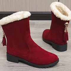 Women's Winter Thick Heel Warm Snow Boots Comfortable Solid Boots