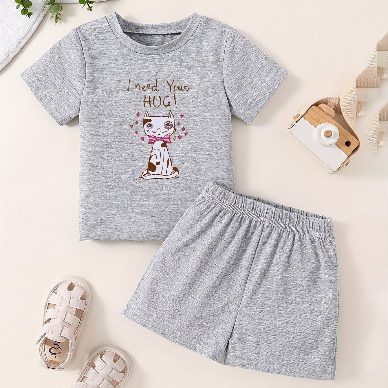 Toddler 2pcs Bottoming Set Short Sleeve T shirt & Shorts