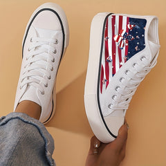 Independence Butterfly Print Chunky Canvas Sneakers High Top Skate Shoes