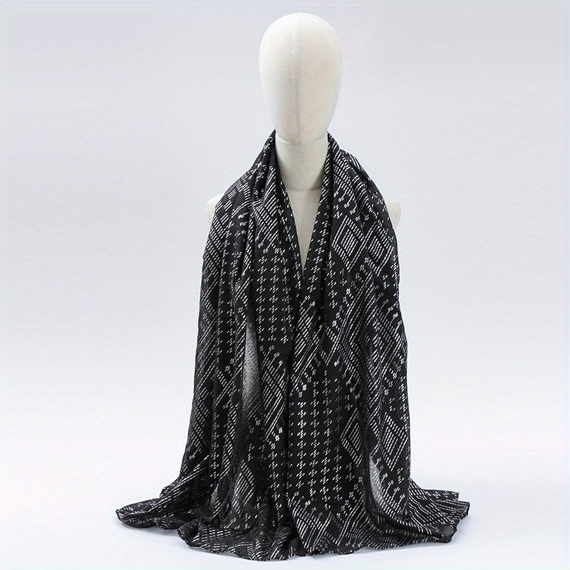 Hot Stamping Hijab Vintage Solid Scarf Women Turban Boho Shawl