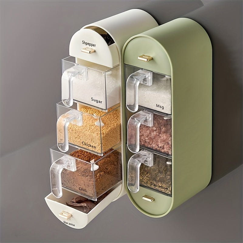 Spice Jars Wall Mounted Seasoning Containers with Spoon
