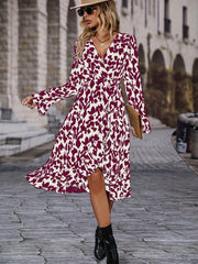 V Neck Long Sleeve Slim Dress Casual Fall & Spring Women's Clothing