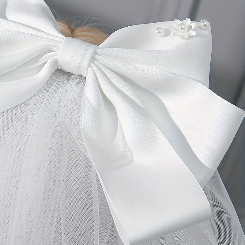 Satin Bowknot Bridal Wedding Veil Short Veil With Comb