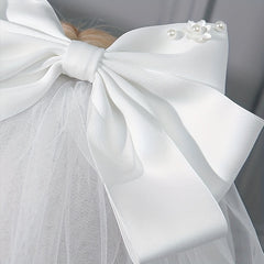 Satin Bowknot Bridal Wedding Veil Short Veil With Comb