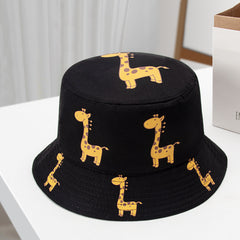Kids Giraffe Print Bucket Hat Wide Brim Sunshade Cap