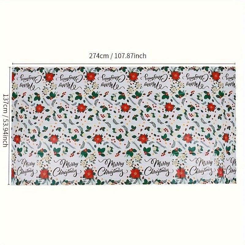 1pc Christmas Tablecloth Disposable Plastic Rectangular Decoration