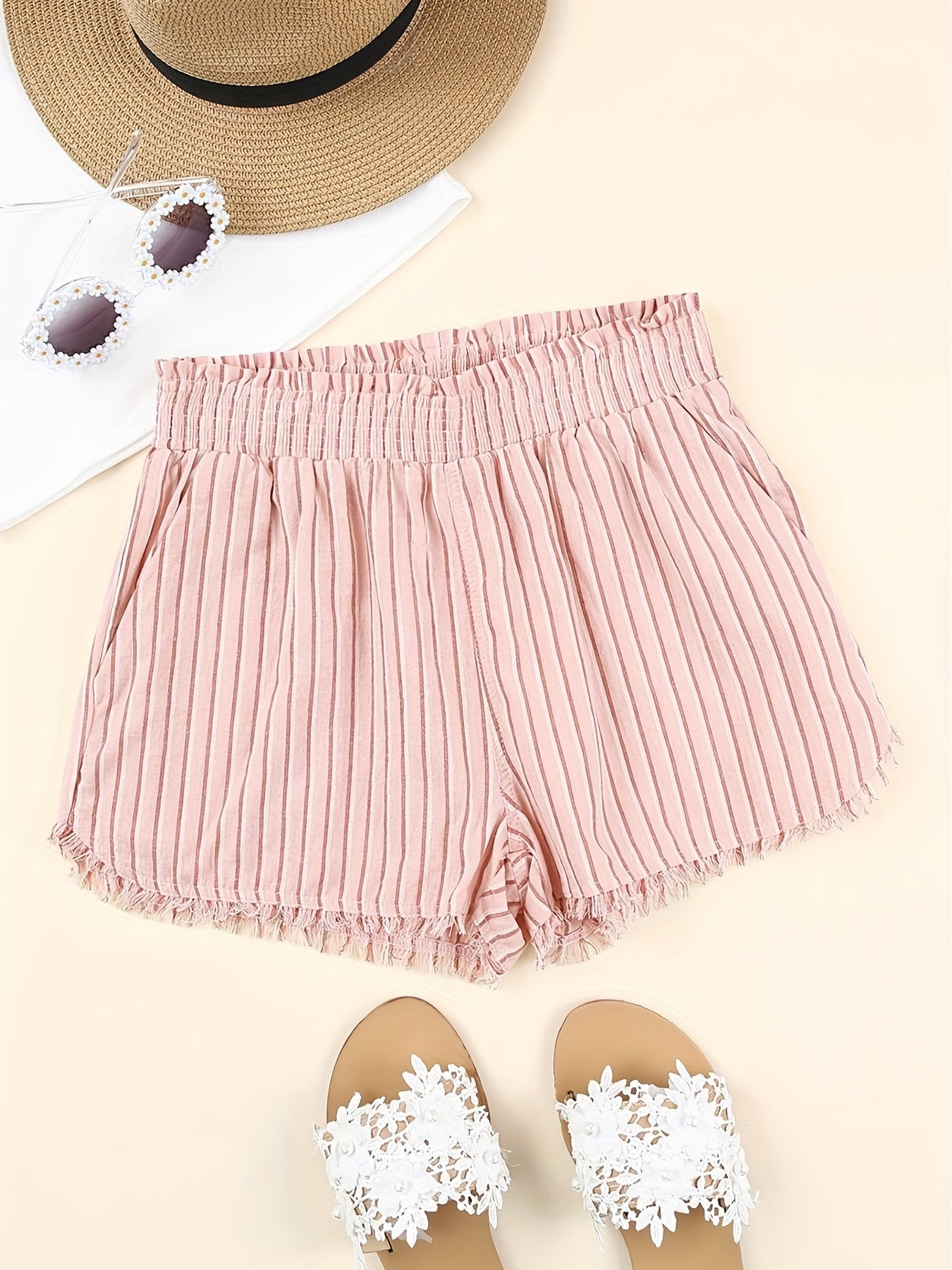 Smocked High Waist Shorts for Women