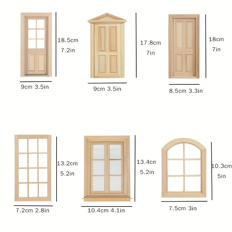 1:12 Dollhouse DIY Mini Door & Window Blank Material Gift
