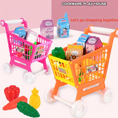 21pcs Kids' Shopping Cart Toy Educational Supermarket Trolley Role Playing Toys