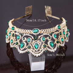 Emerald Crystal Crown With Comb Bridal Wedding Headband For Brides