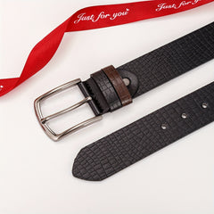 Men's Square Leather Circle Embossed Belt